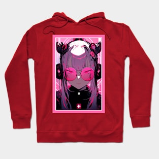 Aesthetic Anime Girl Pink Rosa Black | Quality Aesthetic Anime Design | Chibi Manga Anime Art Hoodie